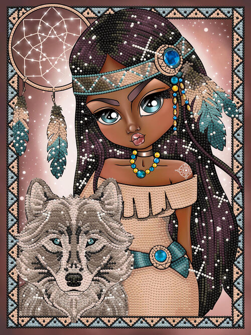 INDIAN GIRL WITH WOLF