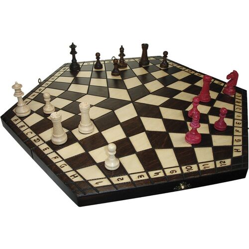AJEDREZ MADERA 3 JUGADORES